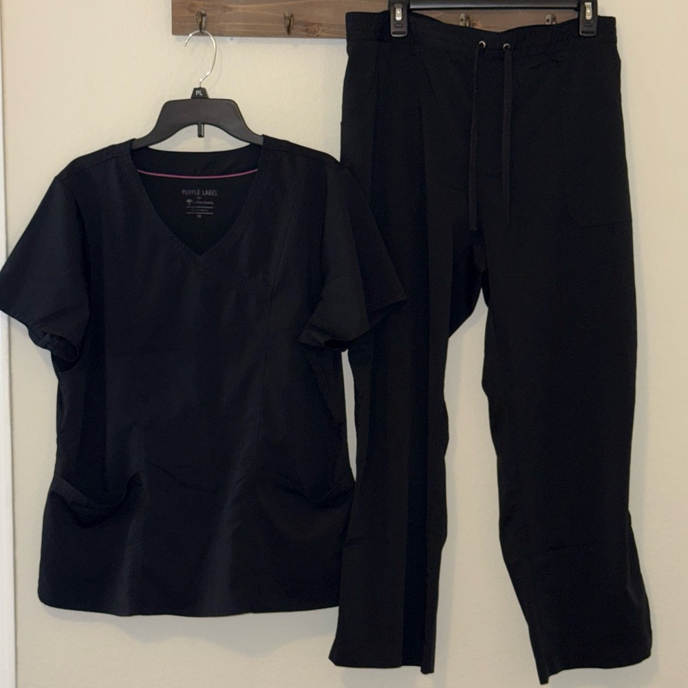 Purple Label (by Healing Hands) Black Scrub Set- 2X (2 sets so 4 pieces)